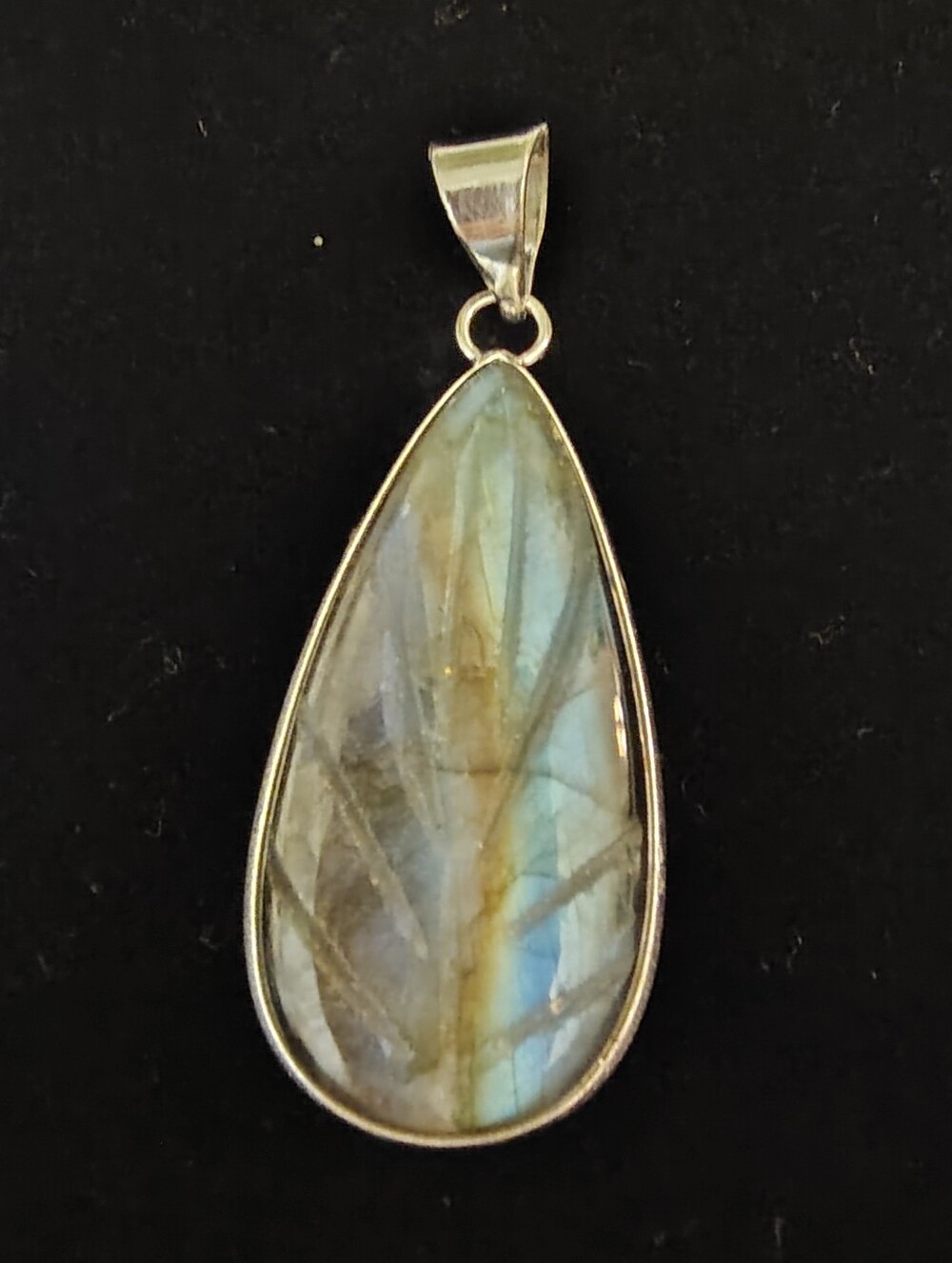 Hand Carved Labradorite Teardrop Pendant